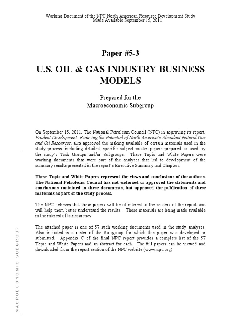 53 Oil and Gas Business Models Paper PDF Shale Gas Natural Gas