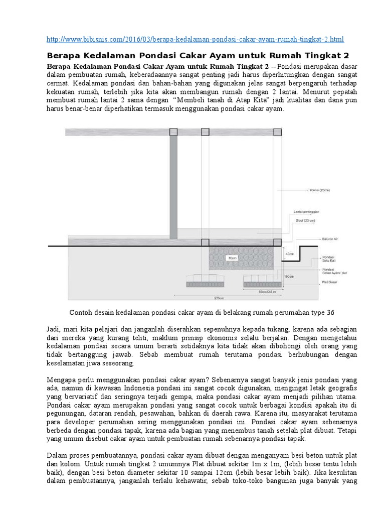 Kedalaman Galian Pondasi Cakar Ayam Rumah 2 Lantai | PDF