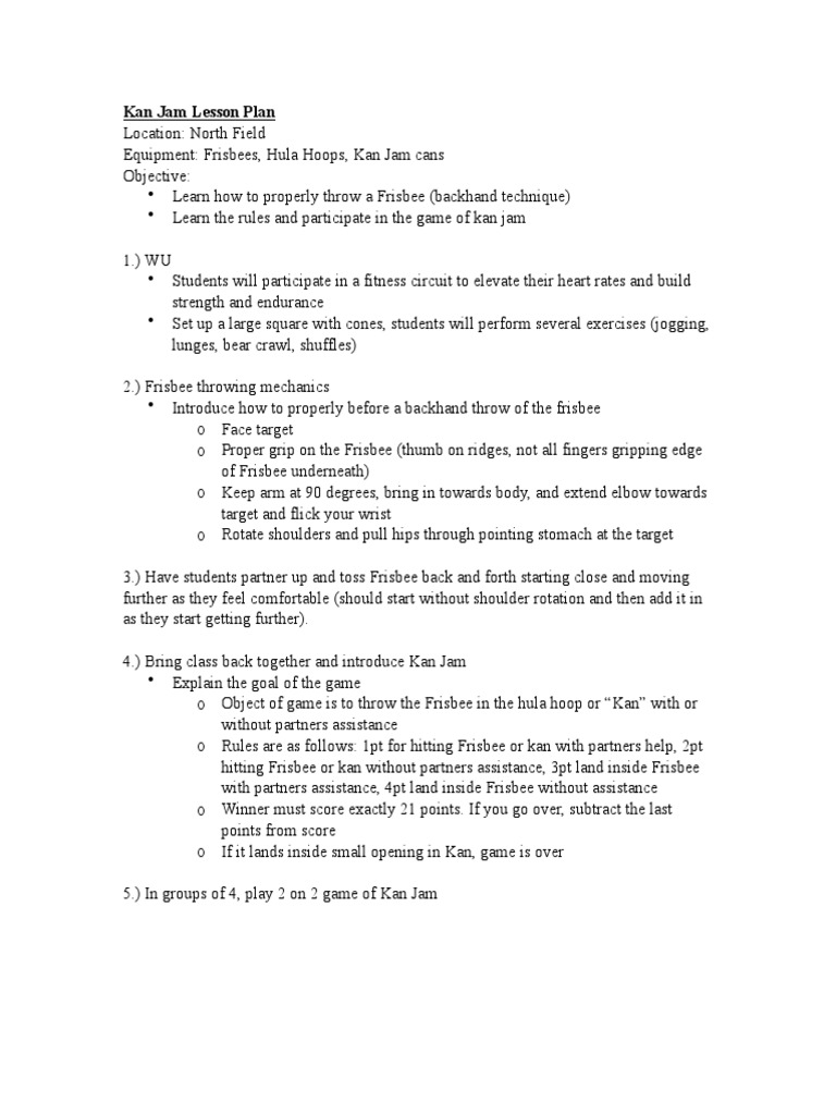 kan jam lesson plan