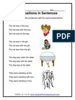Prepositions in Sentences: Directions: Circle The Sentences With The Correct Prepositions