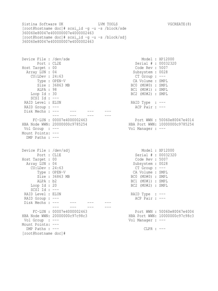 List Ldev With SCSI Command Operating System Technology System Software
