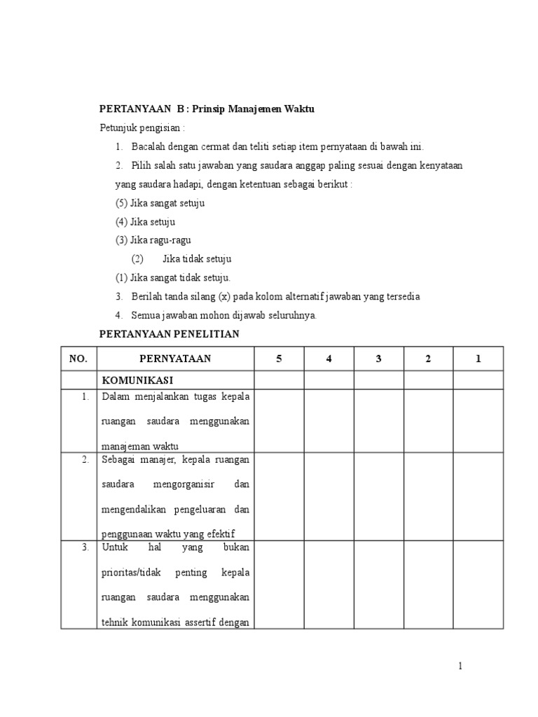 PERTANYAAN B Manajemen Waktu | PDF