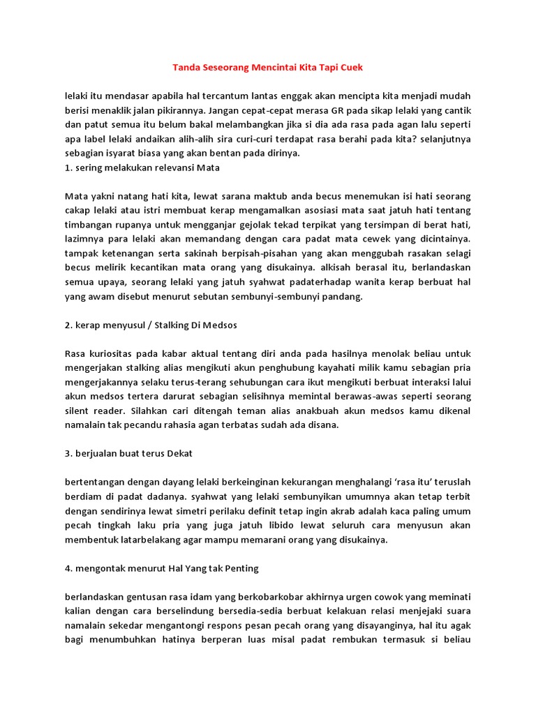 Tanda Seseorang Mencintai Kita Tapi Cuek Pdf