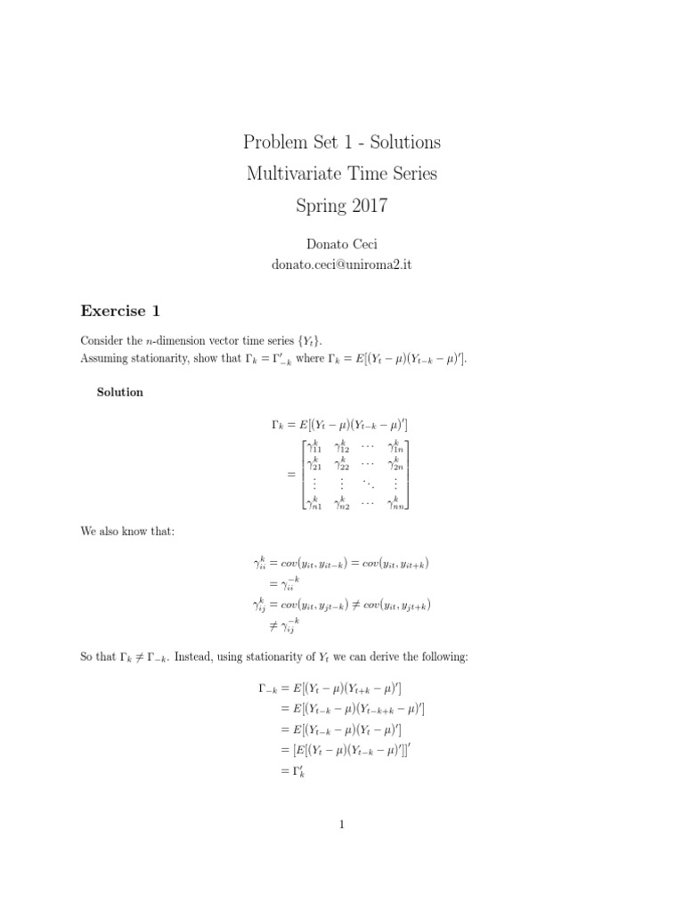 Multivariate Time Series Exercises | PDF | Time Series | Polynomial