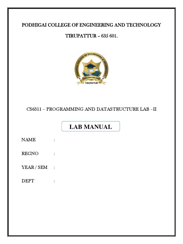 Lab Manual Front Page | PDF