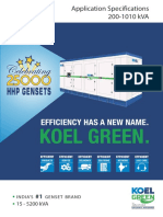 KOEL Green by Kirloskar DG Gensets 200 kVA - 1010 kVA Specification