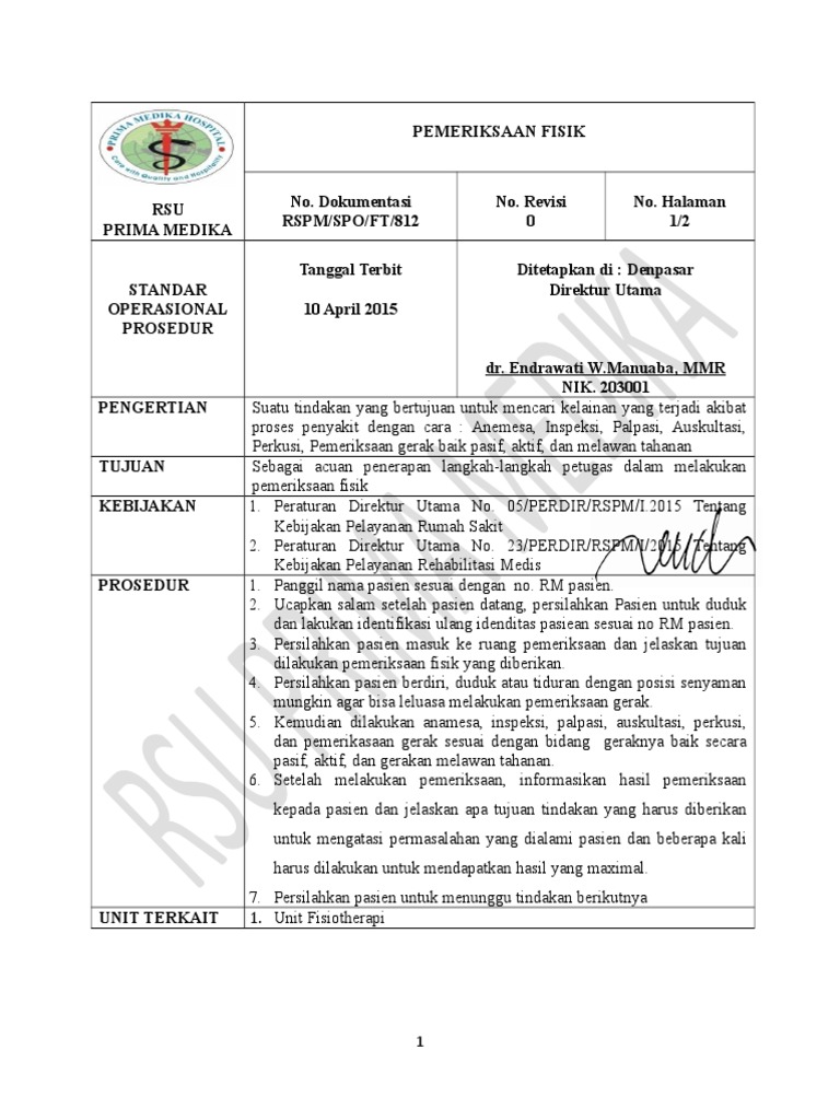 SPO Fisioterapi RSPM | PDF