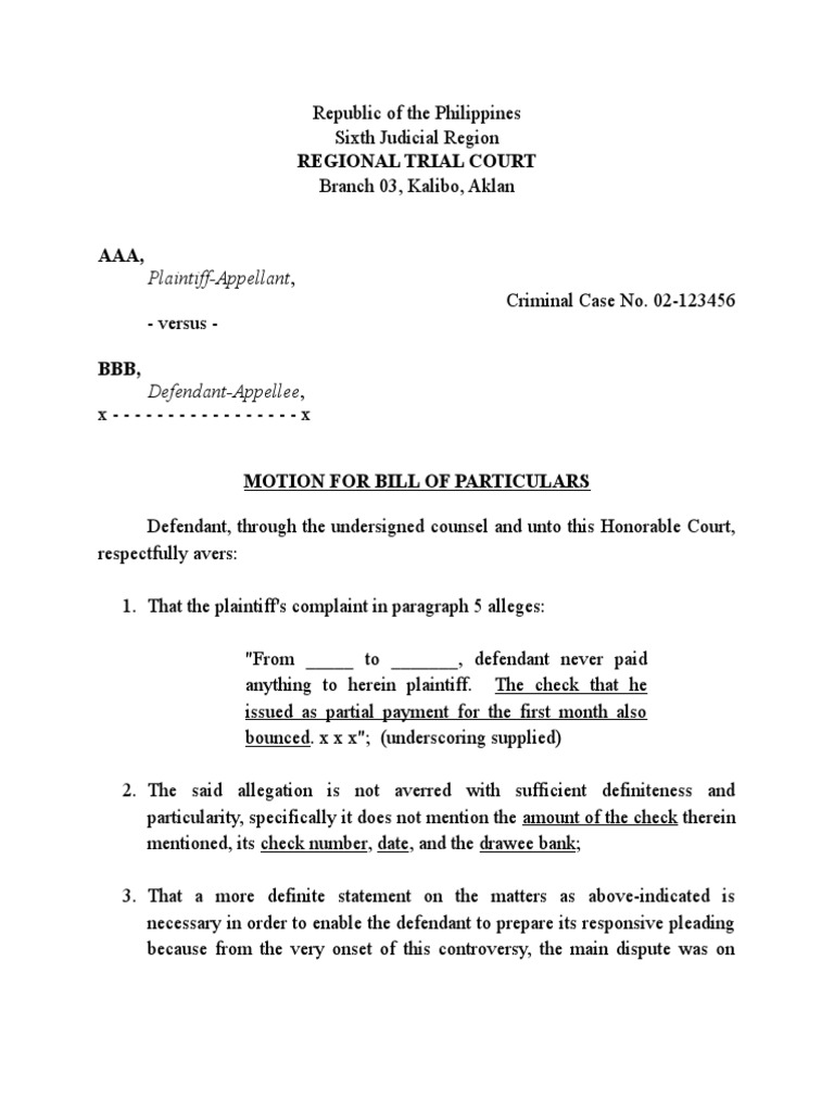 How to write a bill of particulars image