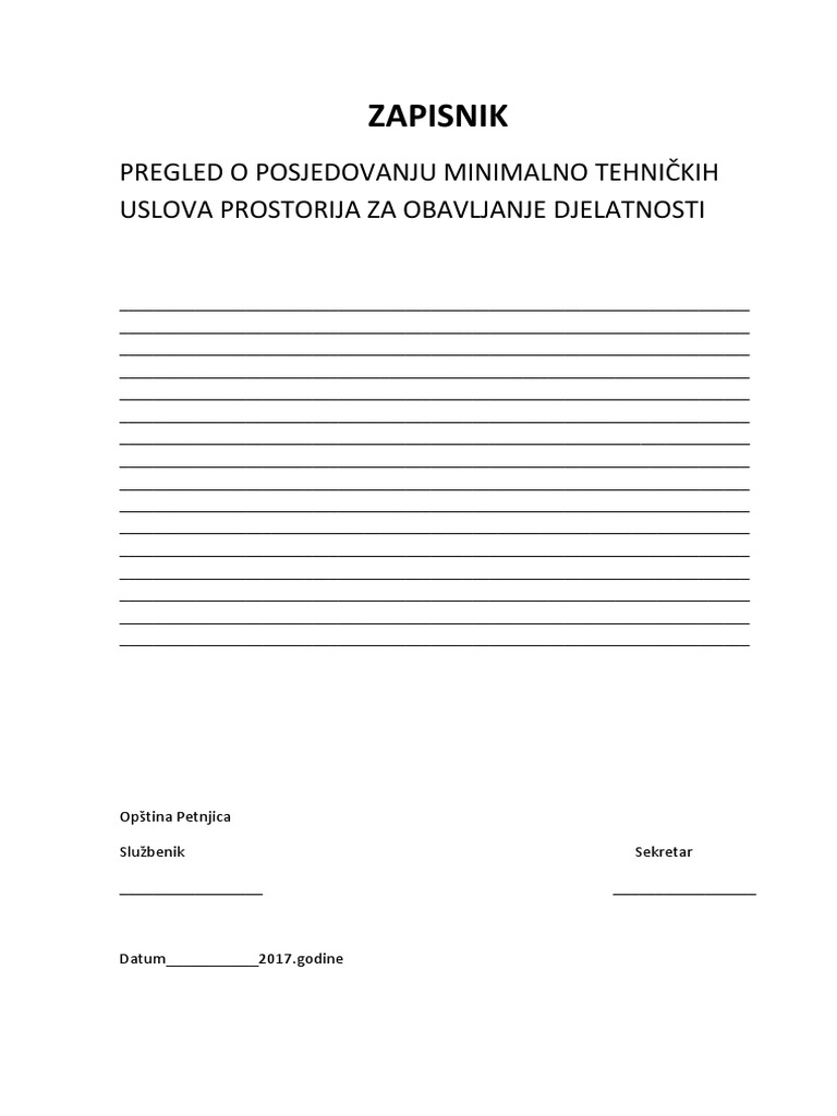 ZAPISNIK o Pregledu Prostorija | PDF