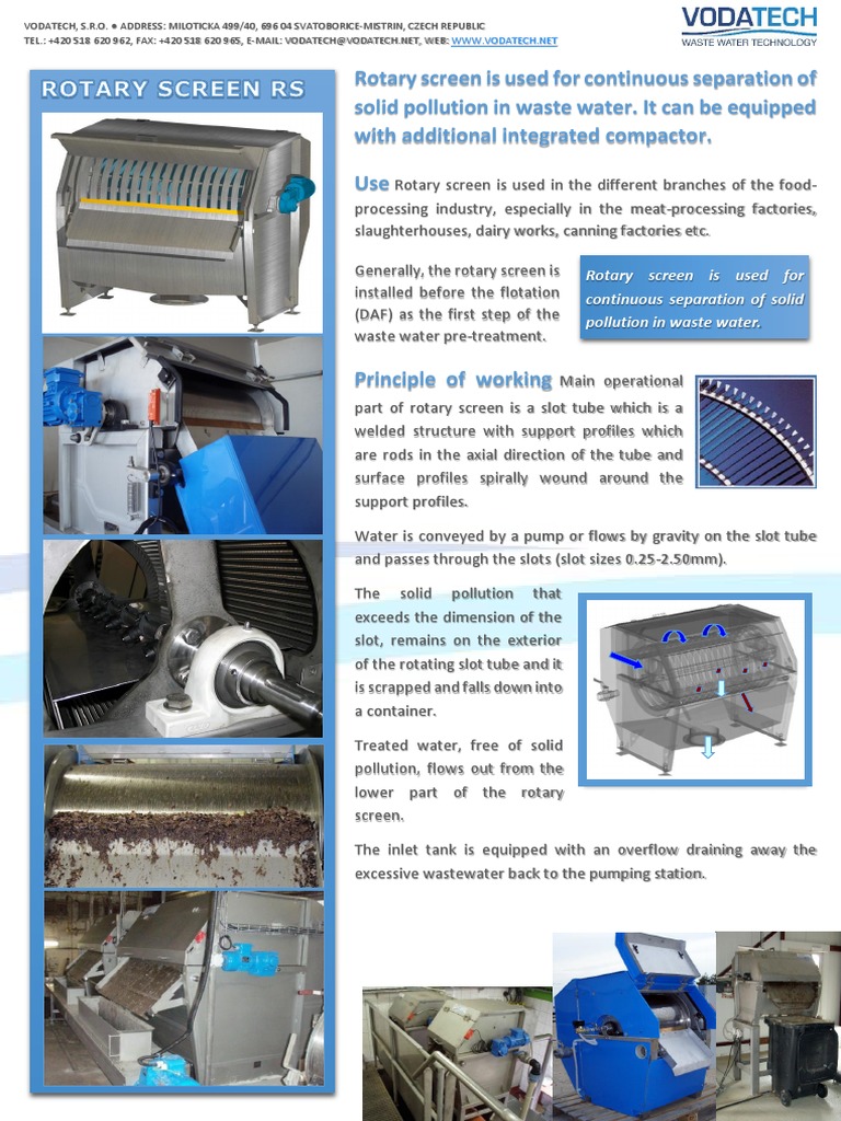 Rotary Screen Removes Solids From Wastewater | PDF | Wastewater ...