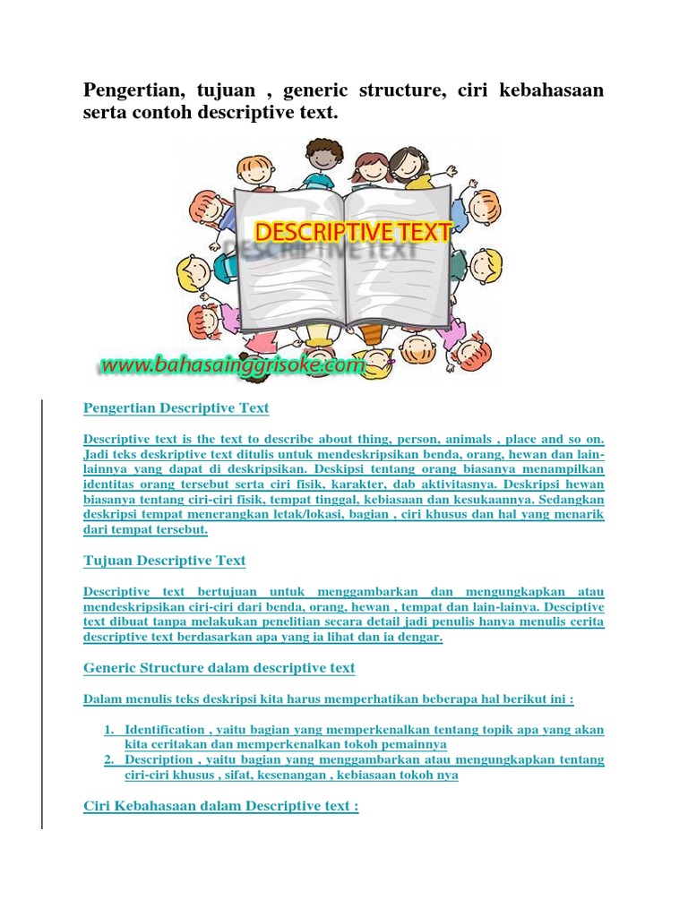 Contoh Descriptive Text Generic Structure - Simak Gambar 