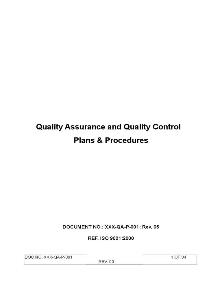 QA-QC Plan | Specification (Technical Standard) | Quality Assurance