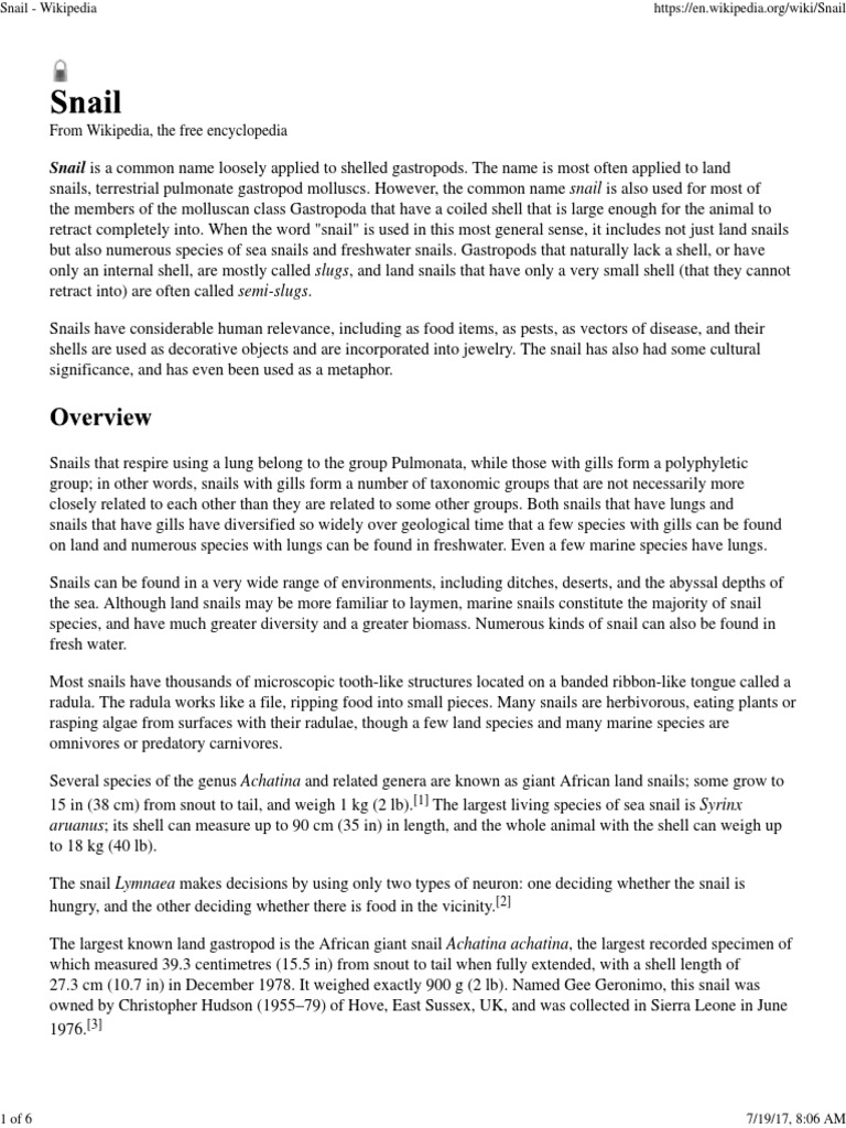 Wiki Snail | PDF | Molluscs | Organisms