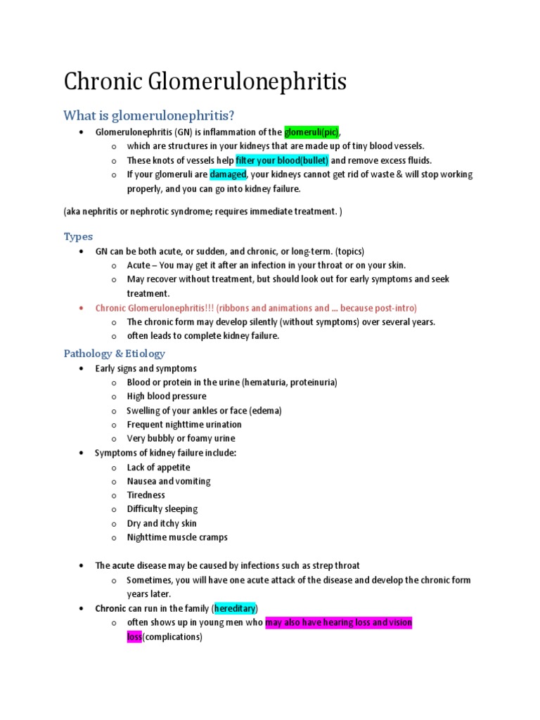 Understanding Chronic Glomerulonephritis | PDF | Edema | Kidney Disease