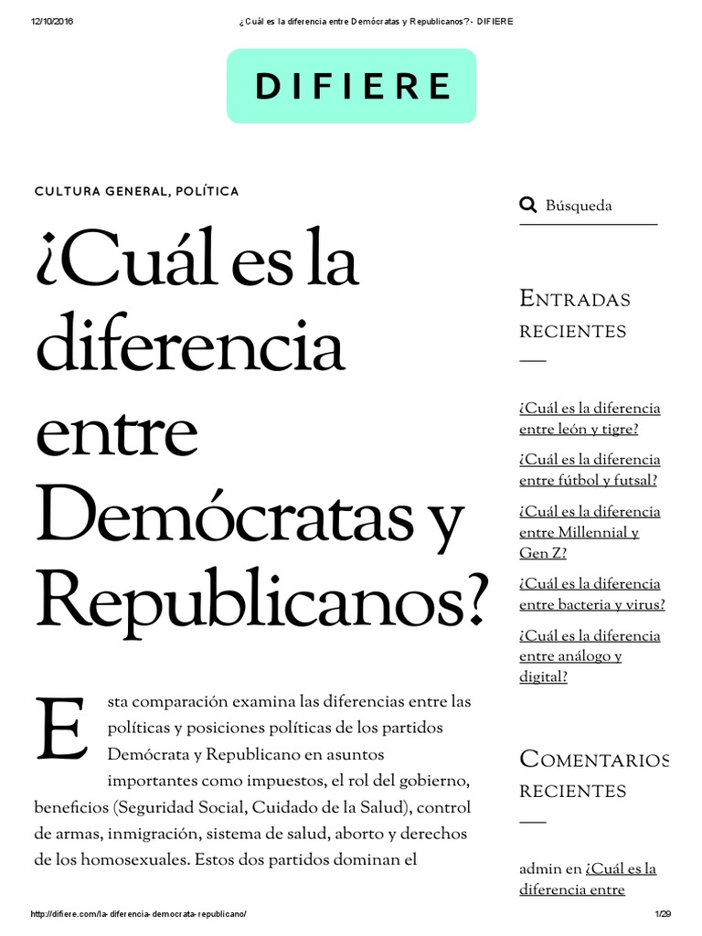 ¿Cuál Es La Diferencia Entre Demócratas y Republicanos_ DIFIERE Partido Republicano (Estados
