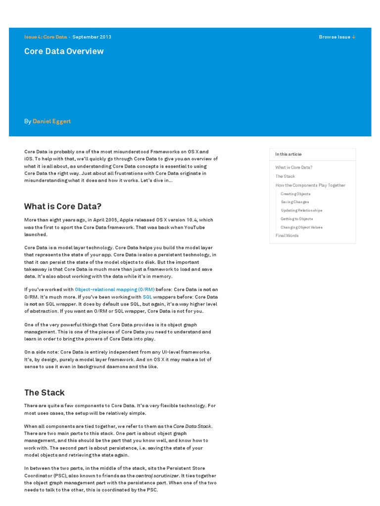Core Data Overview Objc - Io | PDF | Databases | Computer Data