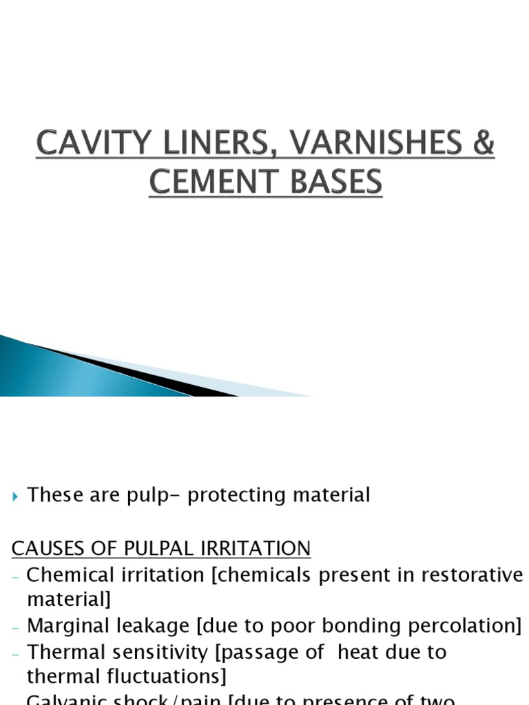 Cavity Liners, Varnishes & Cement Bases PDF Resin Solvent