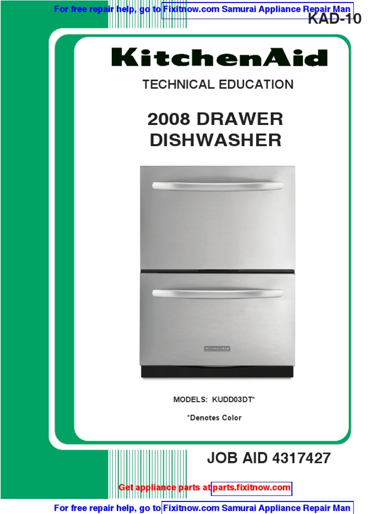 kitchenaid double drawer dishwasher manual
