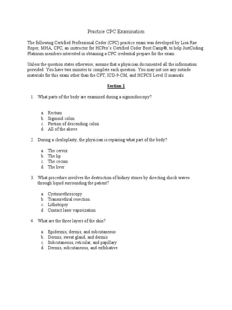 Cpt Questions Surgery Anesthesia