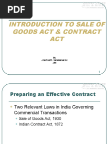 Introduction To Sale of Goods Act & Contract ACT: by J.Michael Sammanasu JIM