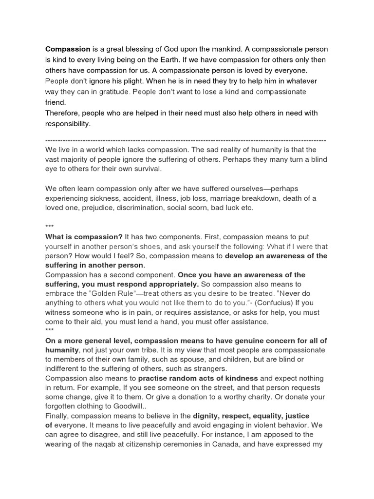 Compassion Essay PDF Compassion Religion And Belief