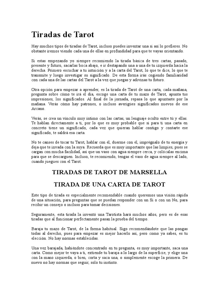 Tiradas de Tarot | PDF | Tarot | Jugando a las cartas