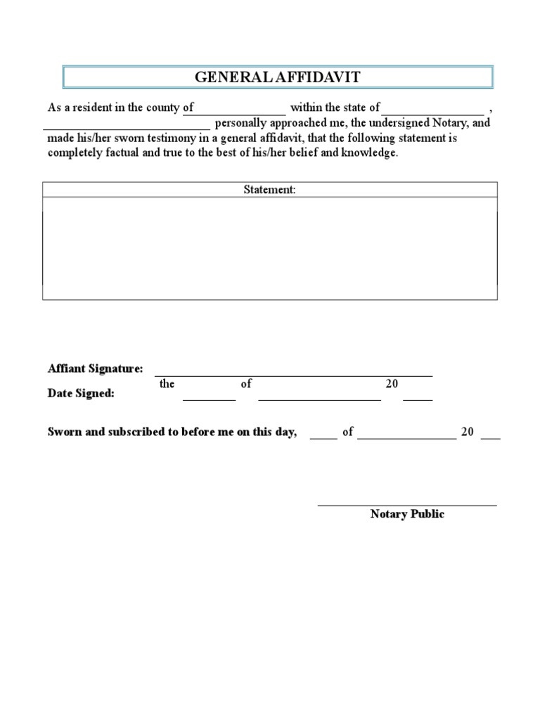General Affidavit Template | PDF
