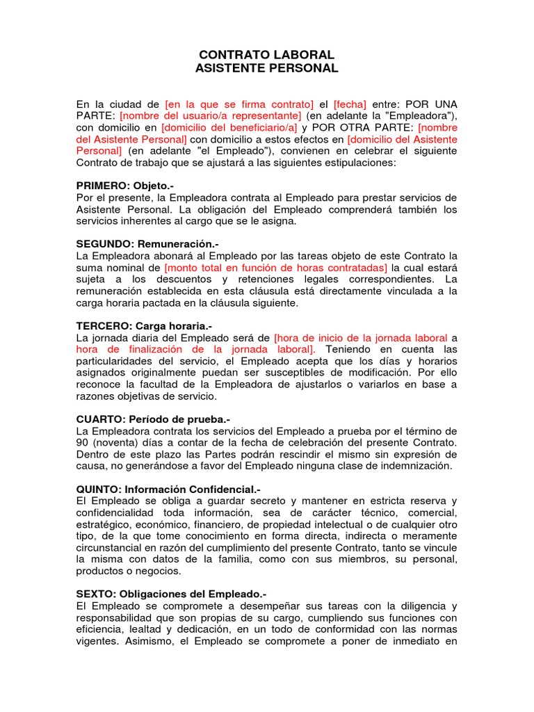 Modelo De Contrato Laboral Derecho Laboral Salario