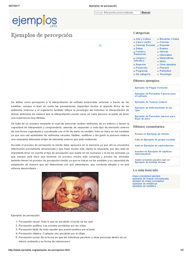 Ejemplos de Percepción | PDF | Percepción | Conceptos psicologicos