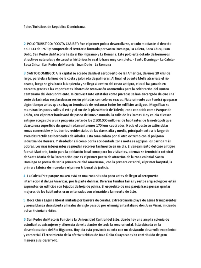 Polos Turisticos de Republica Dominicana | PDF | República Dominicana ...