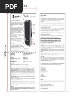 Vaporesso Tarot Pro Mod Manual | PDF | Inductor | Usb