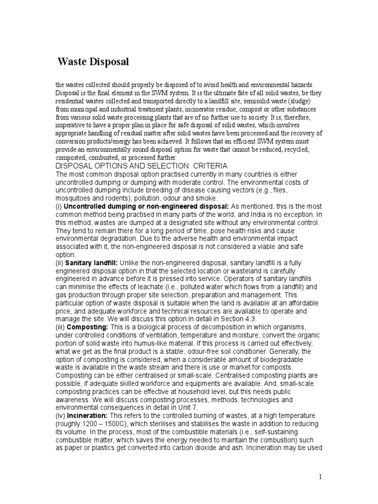Waste Disposal PDF Waste Management Landfill