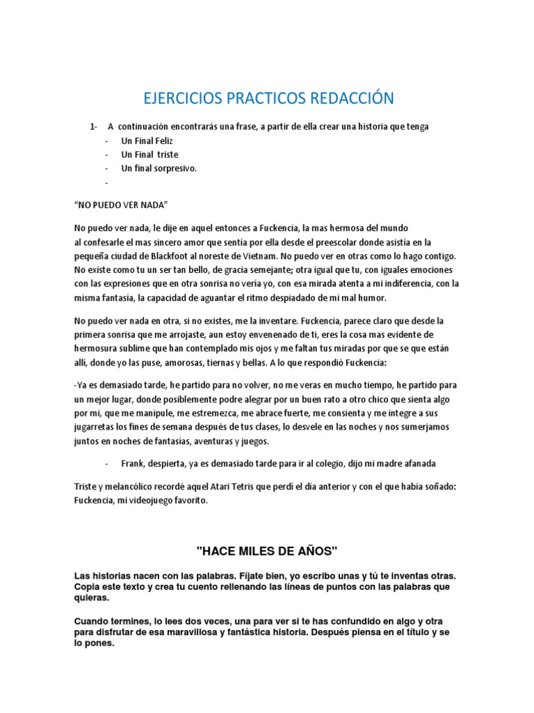 Ejercicios de Escritura Creativa | PDF | Panes | Ocio