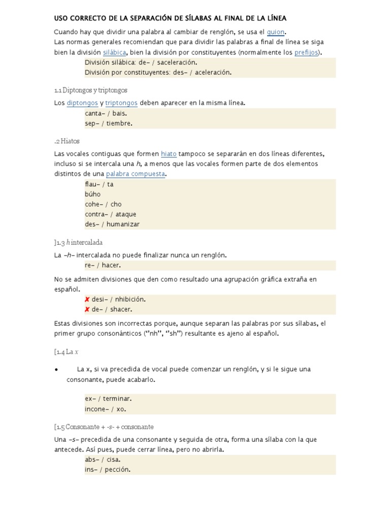 Reglas de separación de sílabas | PDF | Puntuación | Coma