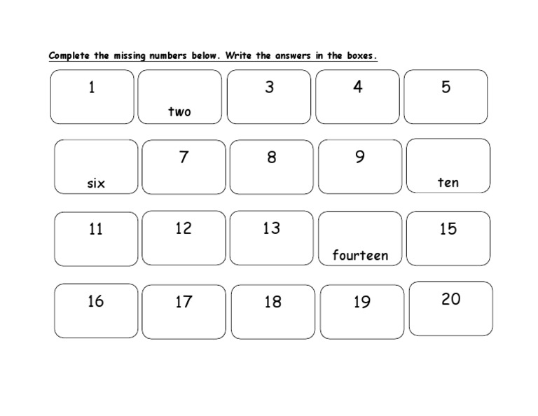 Complete The Missing Numbers Below. Write The Answers in The Boxes | PDF