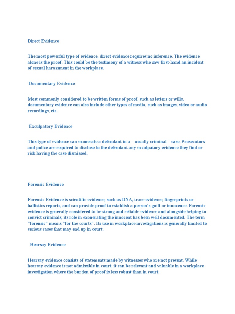 Direct Evidence Evidence Law Burden Of Proof Law 