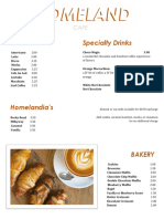 Homeland Cafe Menu