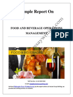 Sample Report On Food and Beverage Operations Management by Instant Essay Writing