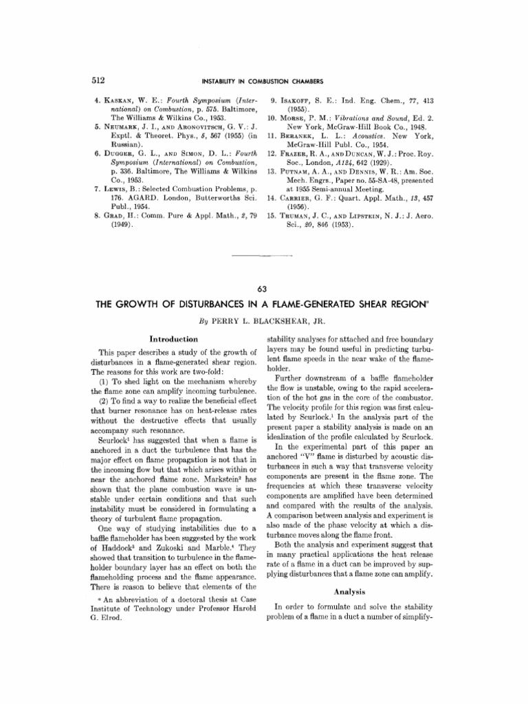 Blackshear 1956 NACA The Growth of Disturbances in A Flame Generated