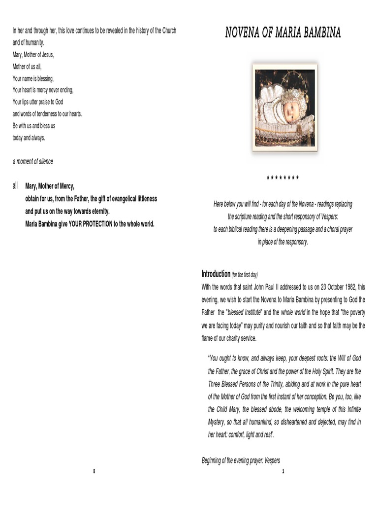 Novena Maria Bambina Mary Mother Of Jesus Mercy