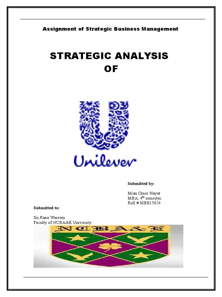 unilever strategic management assignment
