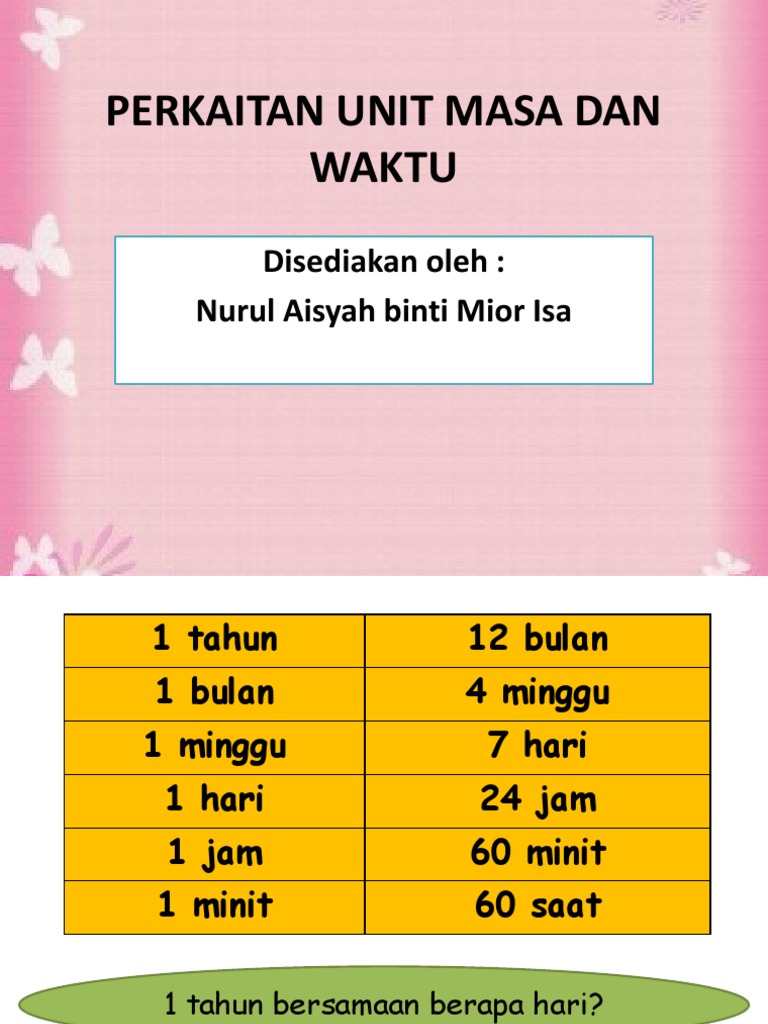 Perkaitan Unit Masa Dan Waktu Pdf
