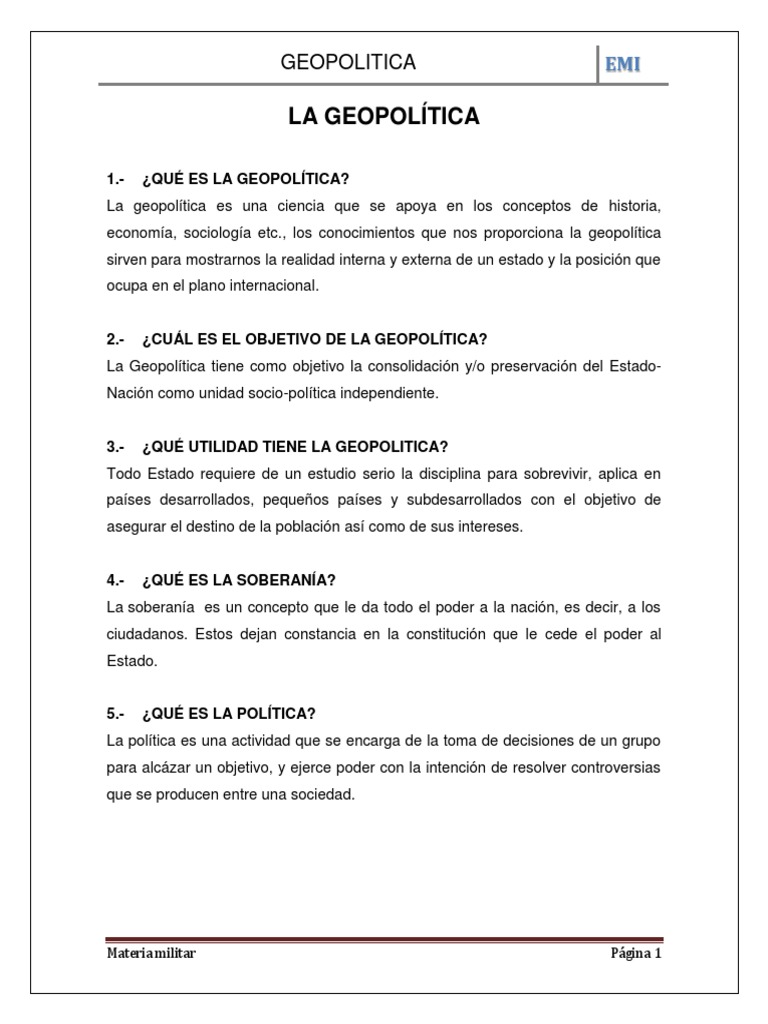 Conceptos Clave de Geopolítica | PDF | Geopolítica | Estado (política)
