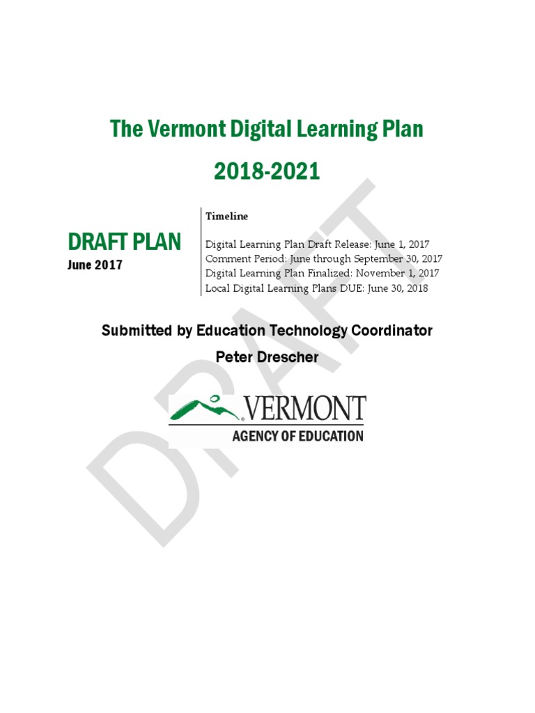 VT Education Technology Digital Learning Plan Draft | PDF | Educational ...