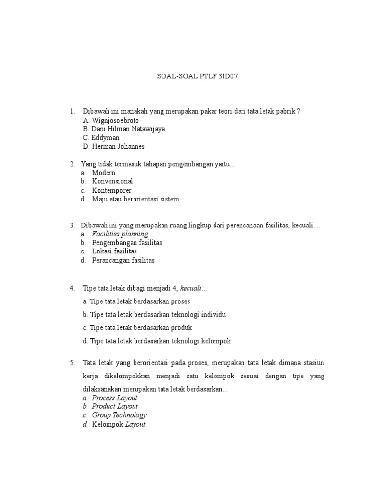 Soal Soal Ptlf 3id07