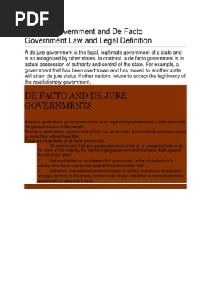 Kinds Of Governments Sovereignty De Facto