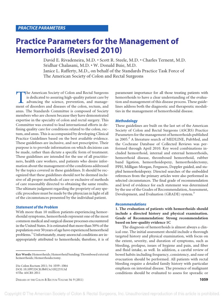 practice_parameters_for_the_management_of_hemorrhoids.pdf Hemorrhoid
