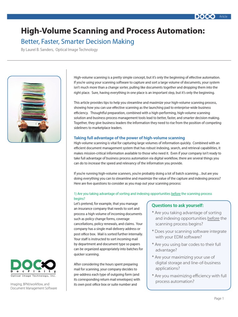 Maximize High-Volume Scanning Efficiency | PDF | Business Process ...