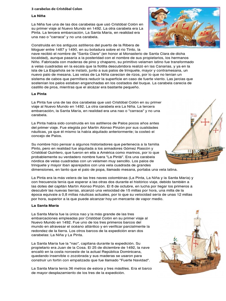 Perjudicial Autenticación Casa 3 Carabelas de Cristóbal Colon | PDF | Cristobal colon | Edad del  descubrimiento