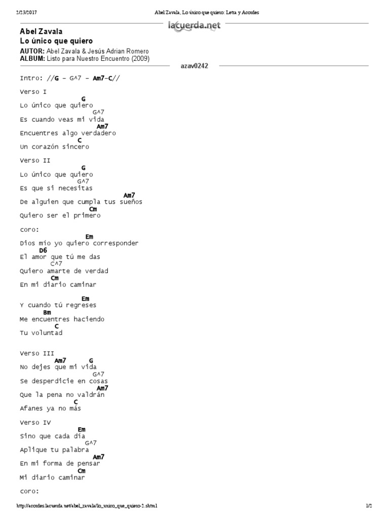 Abel Zavala Lo Unico Que Quiero Letra Y Acordes Ocio Entretenimiento General